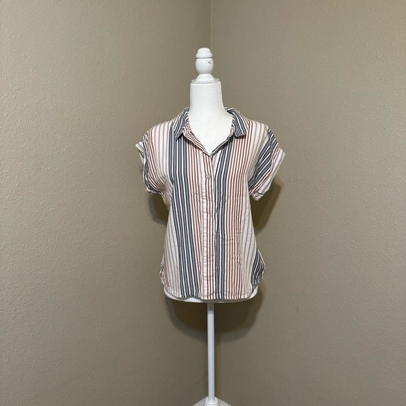 A New Day Striped Button Down Red White and Blue Size Small - Picture 4 of 6